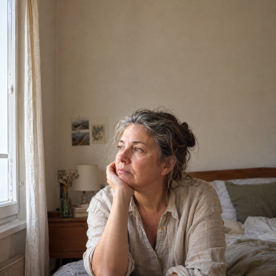 Femme tenant un pot MENO dans une lumière naturelle